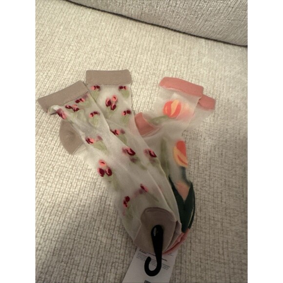 Old Navy Accessories - 2 Pk Sheer W Floral Tulips Socks Quarter Crew Dainty Loafers Victorian Sweet